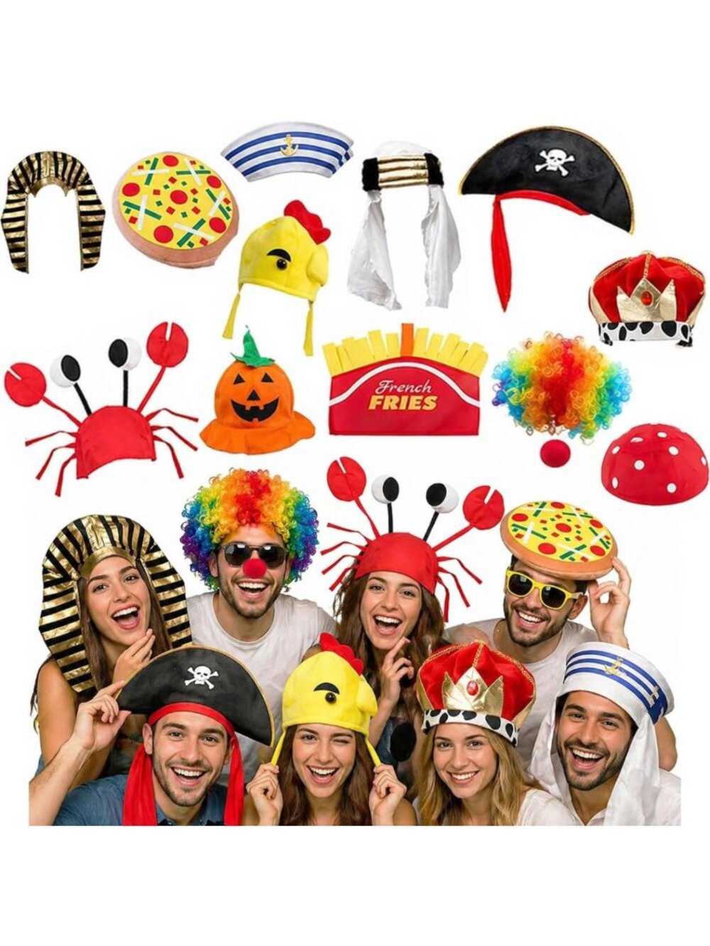 Funny Costume Party Hats Bulk - Crazy Adult Hats for Photo Booth & Birthday Fun